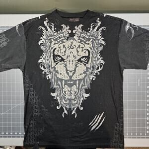 Red Ape Tshirt Mens Large Lion Survival Mma Couture Y2K Streetwear Biker Cyber